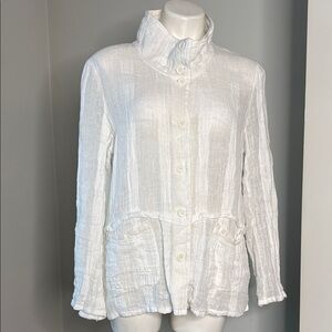 Linen 209 w s t Gauze Blouse large EUC